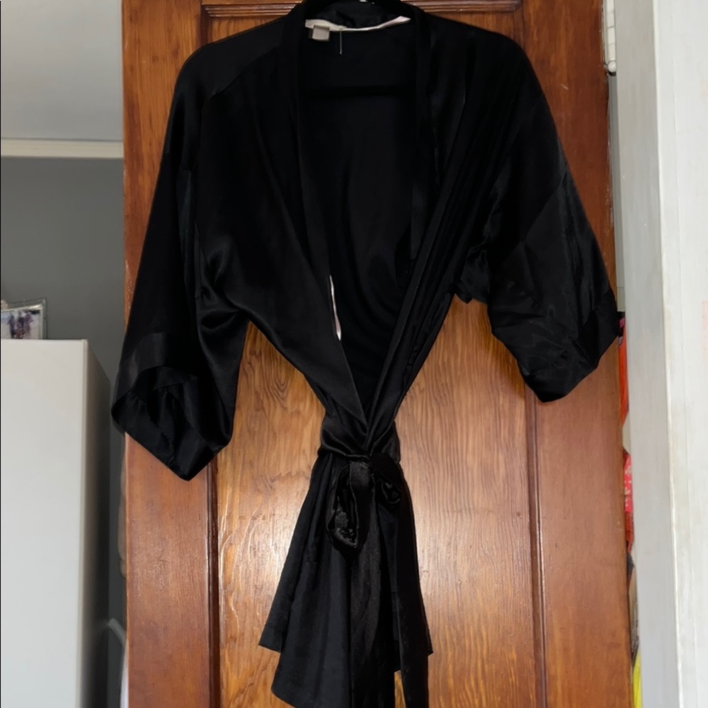 Victoria's Secret Black Satin Robe